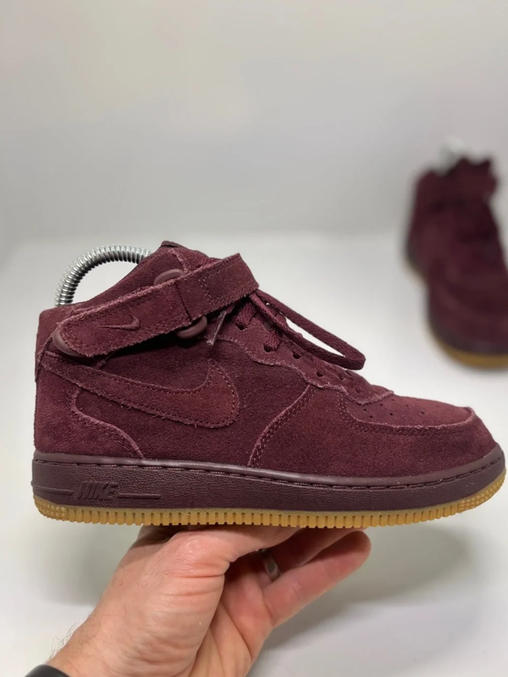 Nike Air Force 1 Mid LV8 Burgundy Suede Gum Sole Kids Size 3Y